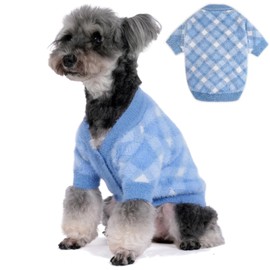 MOIRIG Dog Sweater, 2-3 Pack Warm Soft Pet Clothes for Puppy, Medium Large Cat, Girl or Boy, Shirt for Winter Christmas (Blue, Small)