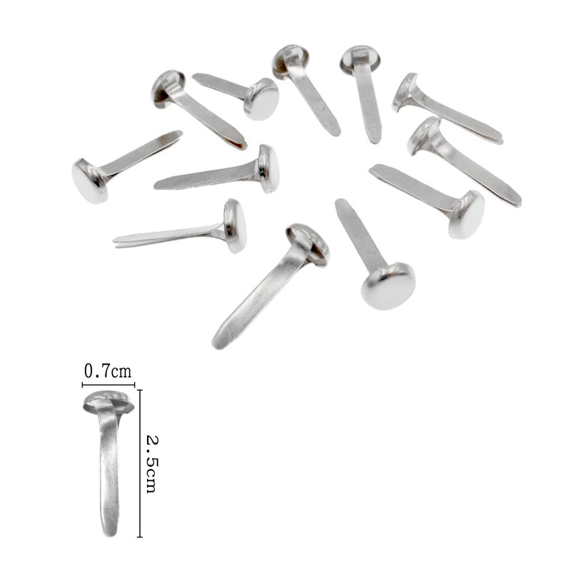100 Pcs Paper Fasteners Metal Metal Scrapbooking Brads Double Side