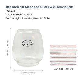 Light of Mine - Dietz #8 Air Pilot Oil Lantern Replacement Kit Globe & Wick