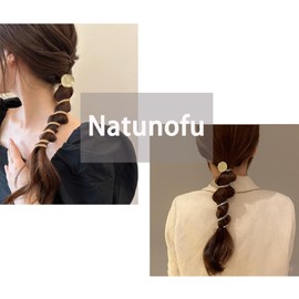 Natunofu Hair Rubber Hair Accessories, Includes Metal Fittings, Decorated Hair Rubber, Coil Pony with Phone Cord, Women's, Popular, Wire Pony Spring Hair Rubber, Coil-up Hair Rubber, Stylish, Adult