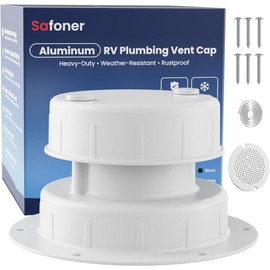 Safoner Aluminum RV Roof Sewer Plumbing Vent Cap Kit- Metal Replacement for Plastic Covers, Exterior Accessories for Trailers, Campers, and Motorhomes - White (1 Pack)