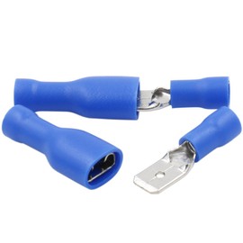 Heschen Male/Female Quick Disconnects Vinyl Fully Insulated 6.3 x 0.8 mm Cable Terminal for 1.5-2.5mm² (16-14 AWG) Blue 100Pack