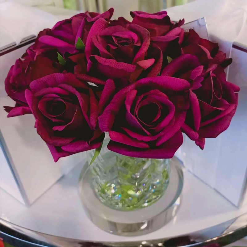 Cote Noire-Herringbone Carmine Red Rosebuds