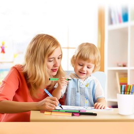 KXF Washable Felt Tip Colouring Pens Set for Children Non-toxic Thick Fibre Tip Pen Chunky Pens with Case Box for Colouring Book Drawing Gift - 48 Assorted Colours - Ages 3 Years Plus