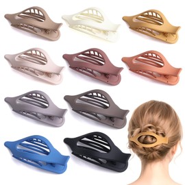 10 Pcs Flat Hair Claw Clips for Women, Non-Slip French Matte Claw Clips for Long Thin Thick Curly Hair, Large Strong Hold Claw Clips for Thick Hair