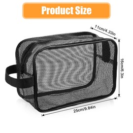 Ajcotahm Mesh Shower Caddy Bag, Portable Toiletry Shower Tote Quick Dry Portable Tote Bag Gym Bags Bathroom Shampoo Bags for College Dorm Bathroom Swimming Gym Beach Travel (Black)