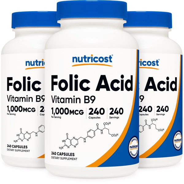 Nutricost Folic Acid (Vitamin B9) 1000 mcg, 240 Capsules (3
