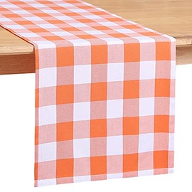 home·fsn Table Runner, Vintage Table Runner for Parties, BBQ's, Everyday, Holidays (Orange & White, 14 * 60 Inch)