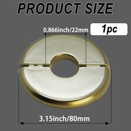CAcoverVA 1 Piece Wall Split Flange, Self-Adhesive Escutcheon Plate for 22mm/0.87" Dia Pipe, ABS Round Plumbing Cover Plates for Bathroom Kitchen Toilet Faucet, Gold