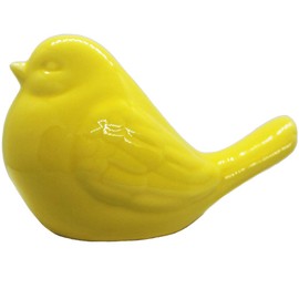 realideas New Yellow Bird Figurine, Ceramic Chubby Bird Figure Cottage Animal Bird Statue Decorations for Home Garden Decor Accents