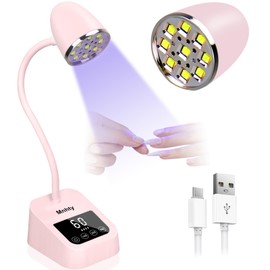 Mnhty U V Nail Lamp, 27W Rechargeable U V Light for Gel Nails Polish, Mini Flash Cure Light for Gel X Nails, Cordless U V LED Nail Lamps with 3 Timers&Sensor, Fast Curing Gooseneck U V Lamp, Pink