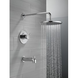 Delta Faucet Modern Raincan Round Single-Function Tub and Shower Trim Kit Chrome, Tub Faucet Set, Rainfall Shower Head Chrome, Delta Shower Trim Kit, Chrome T14469-PP (Valve Not Included)