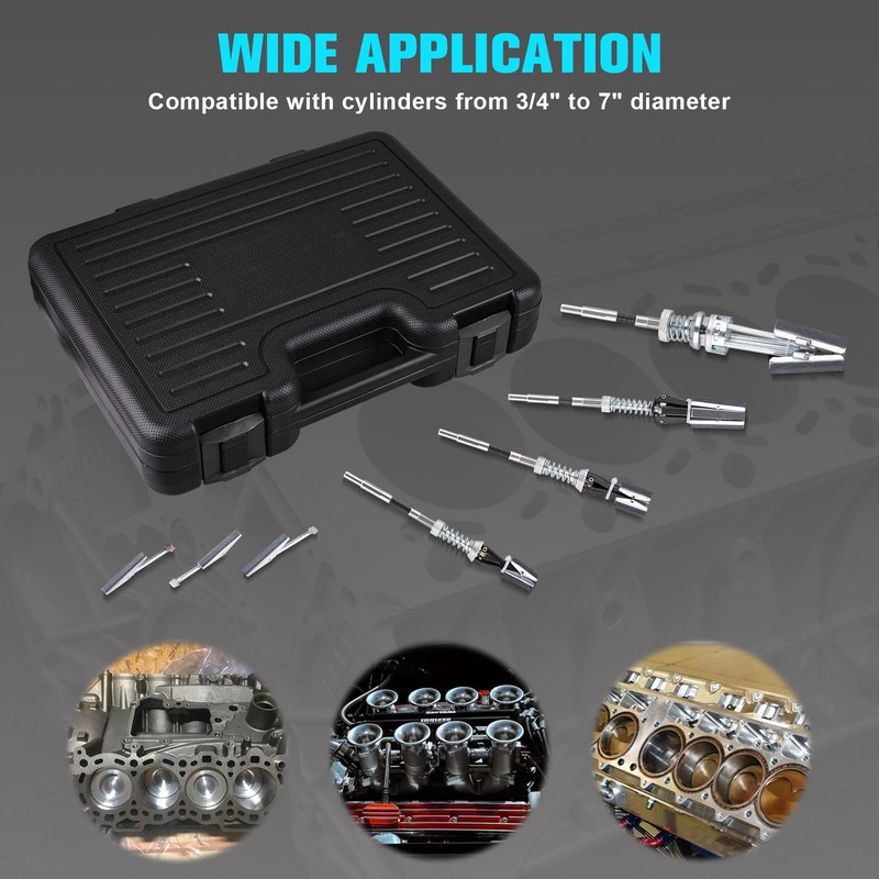 7PCS Engine Cylinder Hone Tool Set with Box, Adjustable Engine