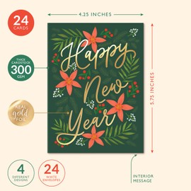 Sweetzer & Orange New Year Cards with Envelopes. 24 Set Box of Holiday Cards. Thick Note Cards and Envelopes, 300gsm Greeting Cards With Envelopes (120gsm). Happy Holidays and Thank You Cards