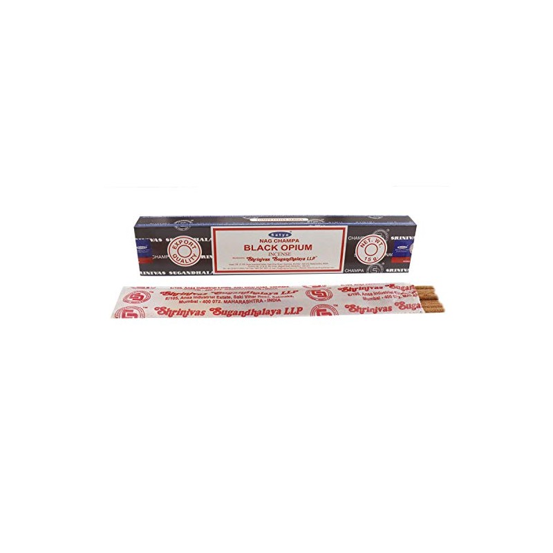 Satya 01347 Black Opium Incense Sticks, 12 Packs x 15g,