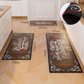 XLHOMO Brown Kitchen Runner Rugs of 3, Non Slip Cushioned Kitchen Mats for Floor Waterproof Comfort Kitchen Rugs and Mats Farmhouse Chef Mats Floor Carpet for Sink,Laundry Room