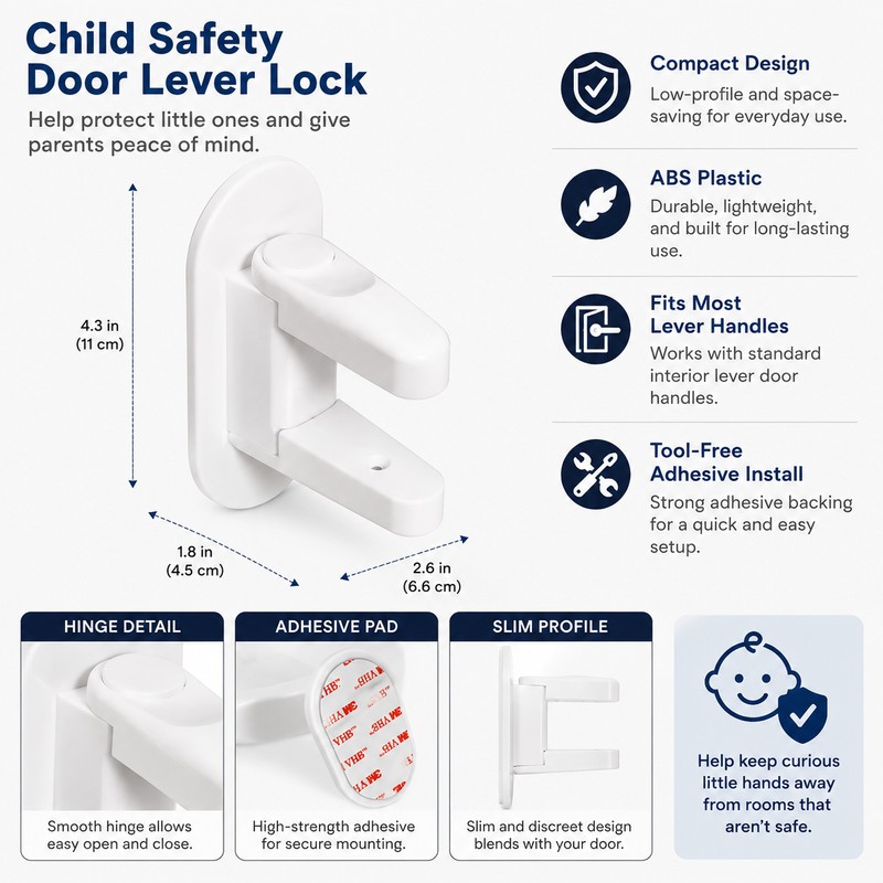 4-Pack Child Safety Door Lever Locks for Home Use –