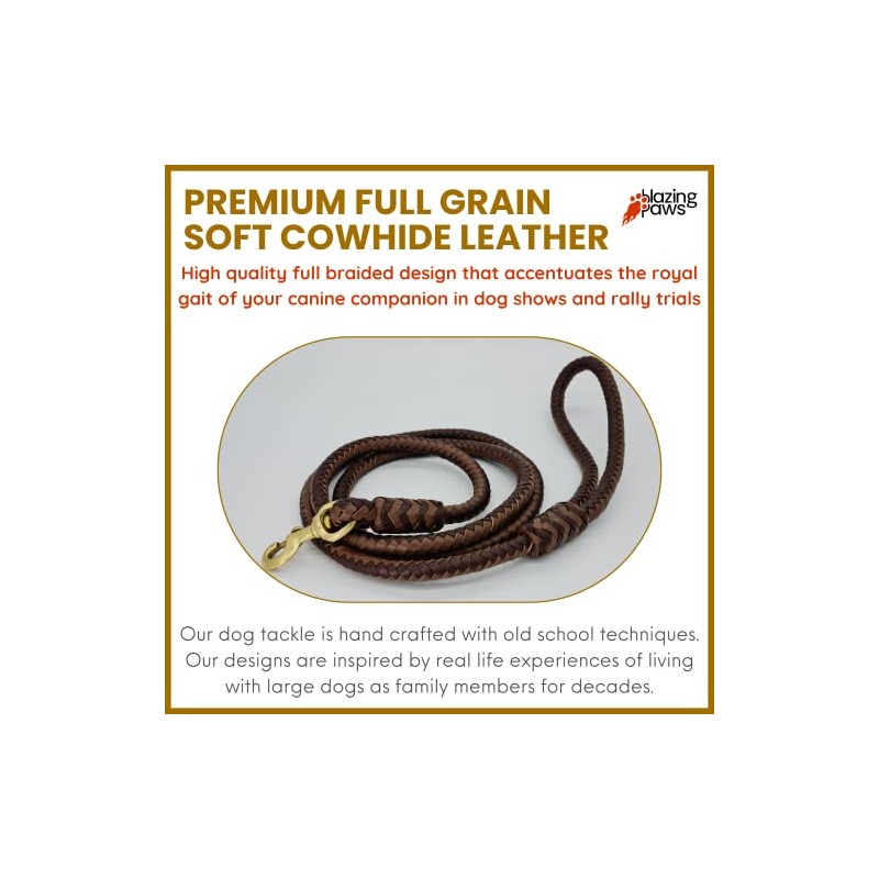 BlazingPaws® Elegania 6 Ft Premium Leather Dog Leash for Large