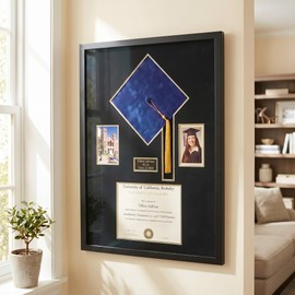 Weysat Extra Large Graduation Shadow Box 31 x 23 Inch Class of 2026 Display Case with Acrylic Window, Preserve 8.5x11 Diploma, Gown, Cap, Tassel, 4x6 Photo and Medal for Graduation Keepsake
