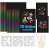 70 Sheets Scratch Pictures for Children, Rainbow Scratch Paper with
