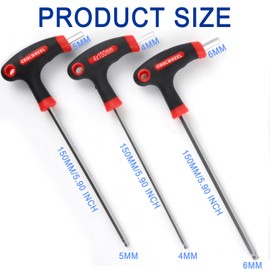 JONMON Bike Hex Allen Key Wrench - 4/5/6mm Bicycle T-Handle Hex Key Set with Ball End for Bike Pedal Handlebar Disc Brake Mount Repair