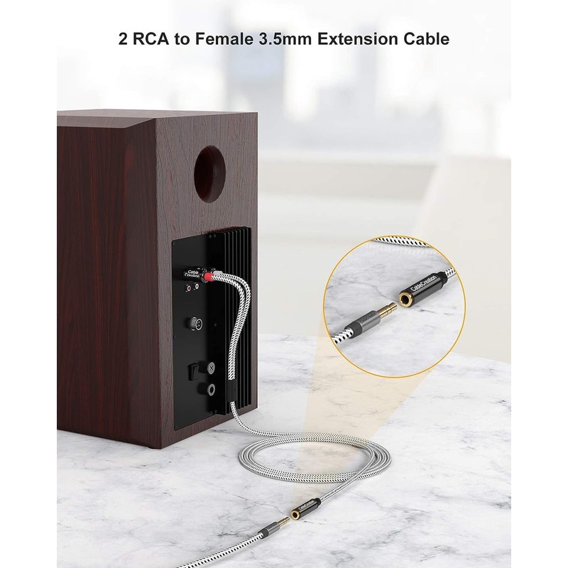 CableCreation 3.5mm Femaleto 2RCA Male Jack Stereo Audio Cable Compatible