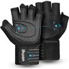 ihuan Ventilated Fitness Gloves with Wrist Strap Support for Men