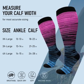 Refeel 3 Packs Plus Size Compression Socks Wide Calf For Women & Men - Large Size Knee High Support Stockings For Medical…