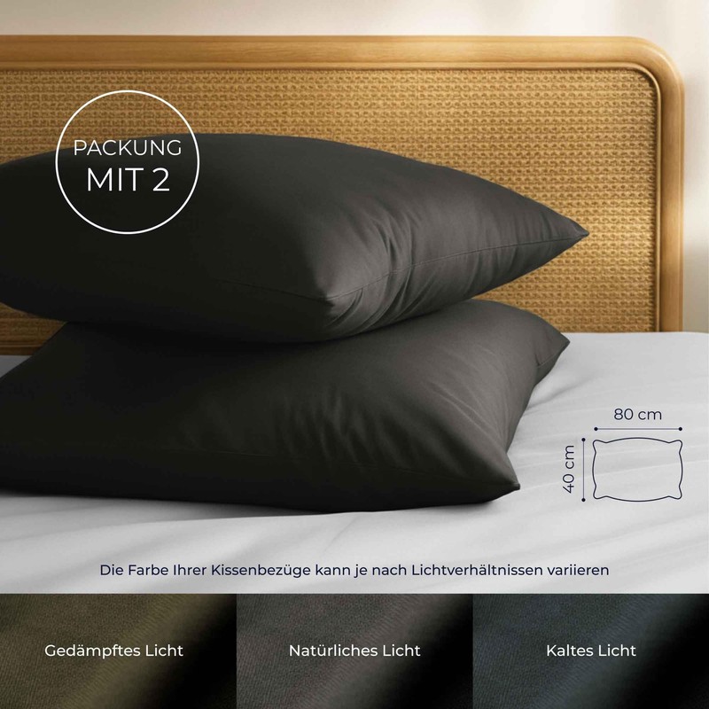Dreamzie Pillowcase/Cushion Cover 40 x 80 cm, Renforcé Cotton (Set