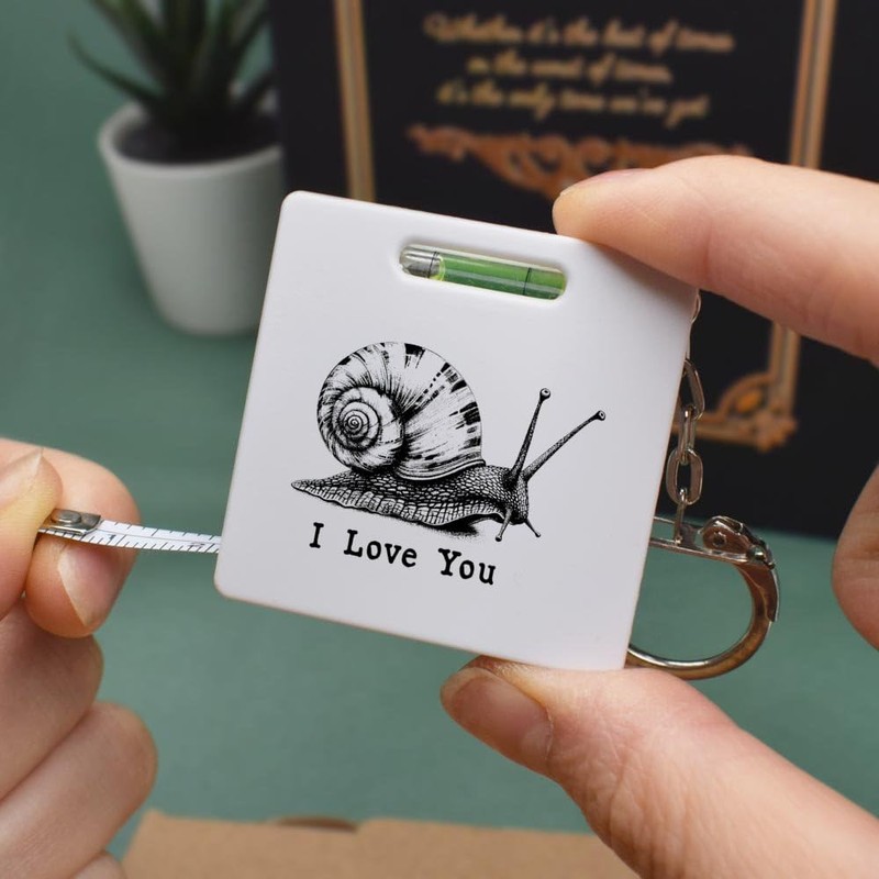 Azeeda 'I Love You with Snail' Keyring Tape Measure/Spirit Level