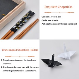 Chopsticks Wooden Chopsticks Set Sushi Chopsticks and Chopsticks Rest Chopsticks for Eating Chopsticks Japanese Chopsticks Chopsticks Children Adults