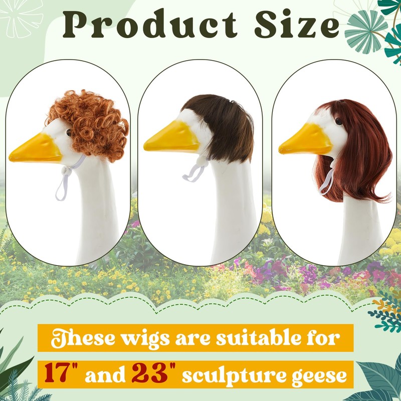 Dansydaisy 3 Pcs Porch Goose Wigs,Porch Goose Outfit Suitable for
