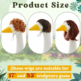 Dansydaisy 3 Pcs Porch Goose Wigs,Porch Goose Outfit Suitable for 17 Inch and 23 Inch Statue,Cute Outdoor Statue Accessories,Patio Yard Goosey Wig for Lawn Goosey Garden(Modern)