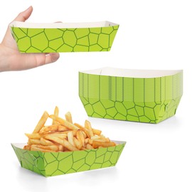 Bacsboo 50 Packs Turtle Party Food Trays Turtle Birthday Party Supplies Turtle Themed Nacho Trays Paperboard Holders Disposable Serving Trays