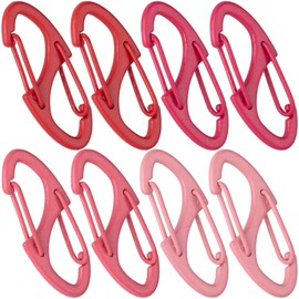 HINZIC 8pcs Anti Theft Zipper Locks, S-Shape Dual Opening Theft Deterrent Clasps, Zipper Clips Replacement for Backpacks Luggage Clothing Traveling Sports- Light Pink & Dark Pink & Red & Dark Red