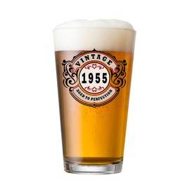 SIRIOKS 70th Birthday Gift for Him Vintage 1955 Birthday Gift for Men, style 16oz beer glass, old man 70 birthday decorations