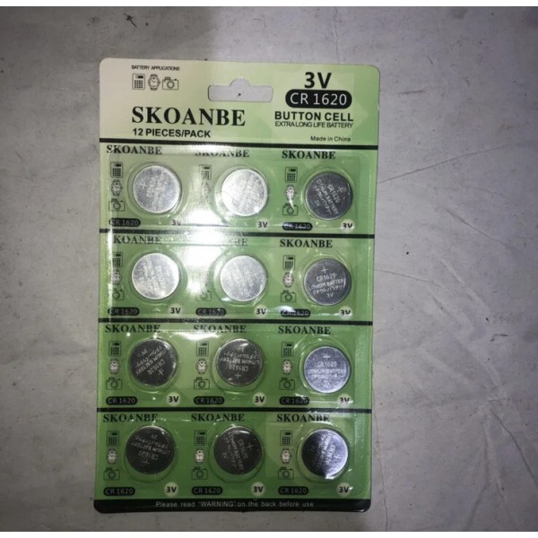 SKOANBE 12 PCS CR1620 Lithium Battery 3V Button Cell Watches