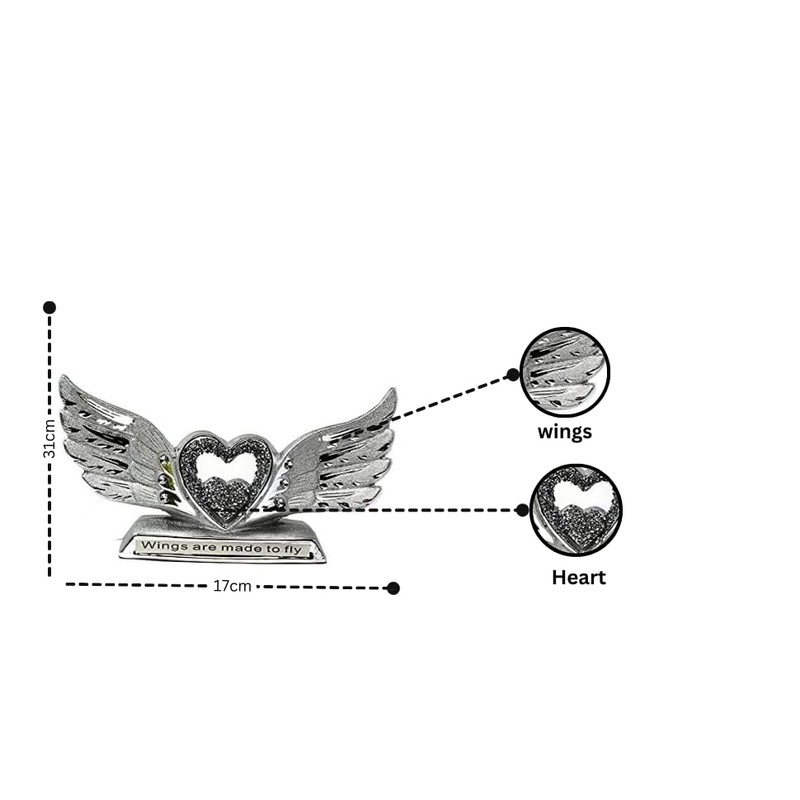 Crushed Diamond Angel Wings with Shelf Sitter Ornament Decorative Sculpture