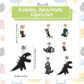 SUPERFINDINGS 12Pcs 6 Styles Dinosaur Stethoscope Charms Adjustable Stethoscope Charms Accessories Alloy Enamel Stethoscope Pendant Decorations for Nurse Doctor Medical