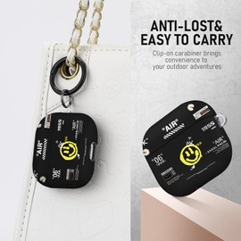 Gedicht for Airpods 3rd Generation Case, Cute Cool Smiling Face Pattern TPU Soft Cases for Airpods 3rd Case Cover, Shockproof for Airpods 3 Case Men Women with Lanyard & Keychain