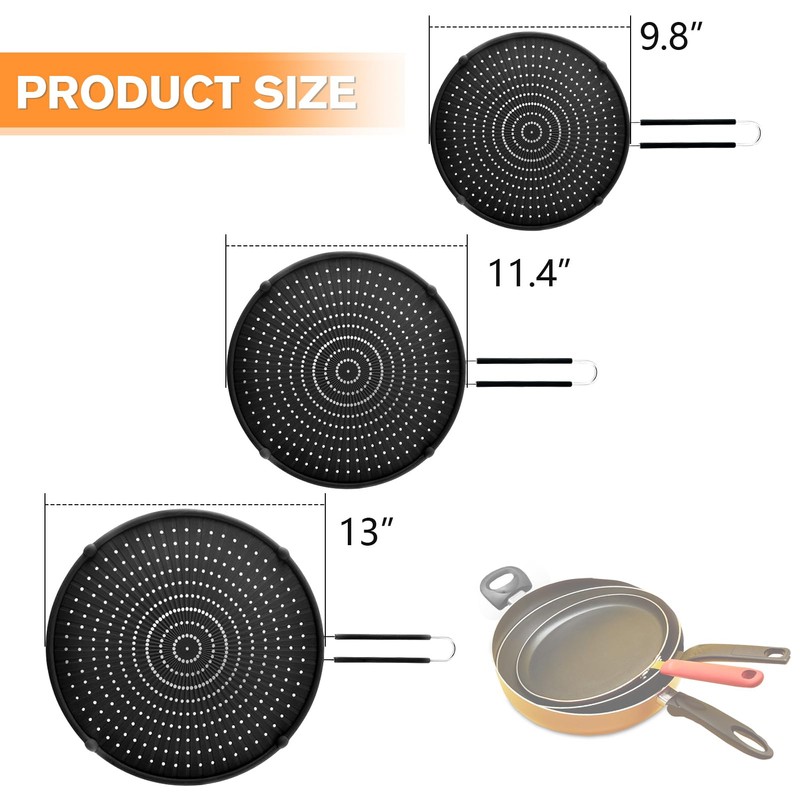 Apidgrowth Silicone Splatter Screen for Frying Pan,Grease Splatter Guard,Heat-Resistant Splatter