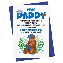 WhatSign First Fathers Day Card - First Time Dad Fathers Day Cards with Envelope New Father Gifts Dad To Be Card for New Dad from Wife Baby Girl Boy