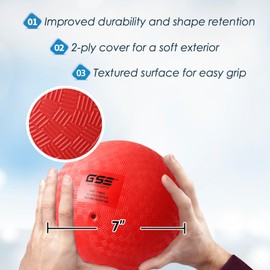 GSE Games & Sports Expert Inflatable Playground Balls, Kickball, Bouncy Dodge Ball, Handball. Great for 4 Square Ball Games, Gym, Yoga Exercises for Kids and Adults (Red, 7-inch)