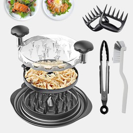 11" Pro Chicken Shredder Tool Twist with 2 Meat Claws, Brush & Tong - Upgraded Food & Meat Shredded Tool Twister - Chicken Breast Shredder Strong Anti-Slip Grip, Ergonomic Handle, BPA Free (Black)