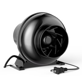 4 Inch 195 CFM Inline Duct Ventilation Fan, Exhaust HVAC Vent Blower for Hydroponics Grow Tent, Greenhouses, Attic, 1 Pack, Black
