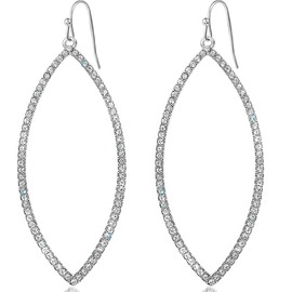 Humble Chic - Pendientes colgantes de diamantes de imitación para mujer, diseño de circonita cúbica con cristales largos - hipoalergénicos y seguros para orejas sensibles plateado