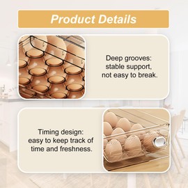 Egg Holder for Refrigerator,20/40 Egg Container for Refrigerator,Egg Fresh Storage Box for Fridge Egg Storage Tray Organizer Bin, Clear Plastic Storage Container,9.76" x 8.46 "x 2.76" (Single layer)