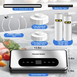 8 in 1 Food Vacuum Sealer Machine With Canning Sealer,Multi-function Food Sealer Built-in UV Cutter/Bag Storage Act on Dry Wet oil Crispy,Vacuum Sealer with Cutter Attached 2 Bag Rolls/Marker Pen