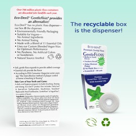 Eco-Dent GentleFloss Dental Floss, Waxed, Mint - Floss with Vegan Plant-Based Wax, Recyclable Cardboard Packaging, 100 Yds + DailyRinse Single-Use Pack