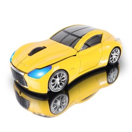 Fmlyhom USB Mouse, Wireless Car Shape, Car Shape, Wireless, Stylish, Cool Look, Small, Lightweight, 2.4Ghz Optical, 3 Buttons, Symmetrical, USB Receiver, For Children/Small Hands, Compatible with PC